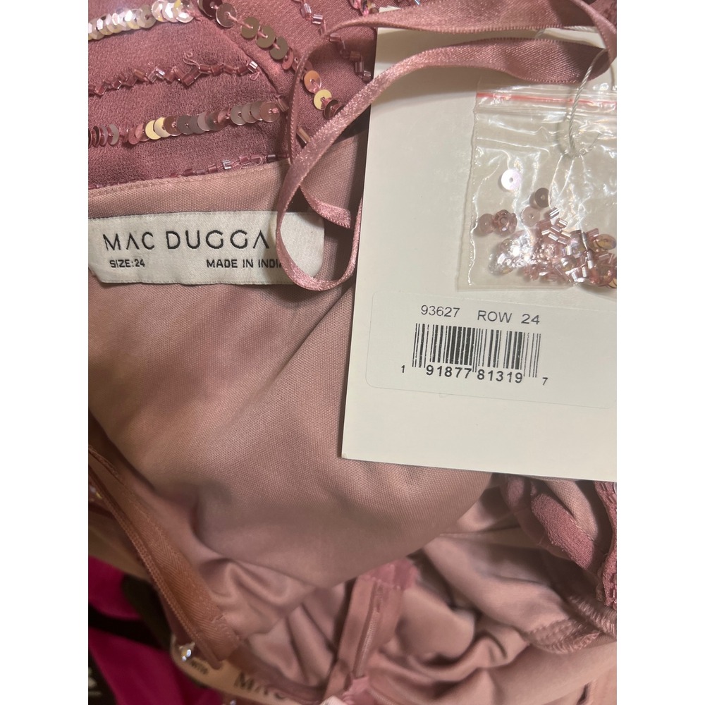 Mac Duggal 93627 Rose Pink Beaded Sequin Long Sleeve Tea‎ Length Dress Womens 24 - Picture 5 of 13
